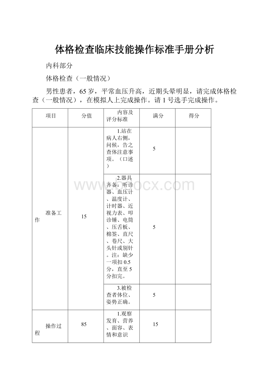 体格检查临床技能操作标准手册分析.docx_第1页