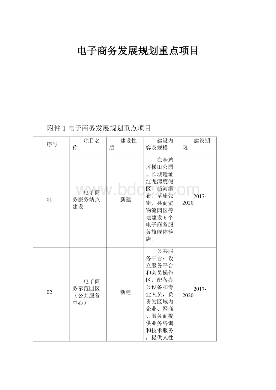 电子商务发展规划重点项目.docx