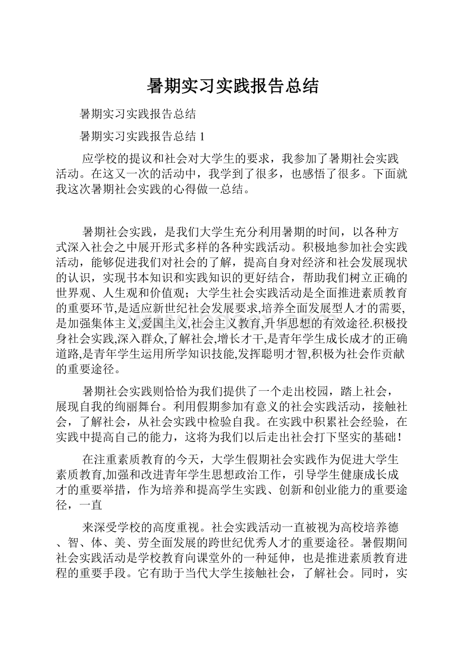 暑期实习实践报告总结.docx