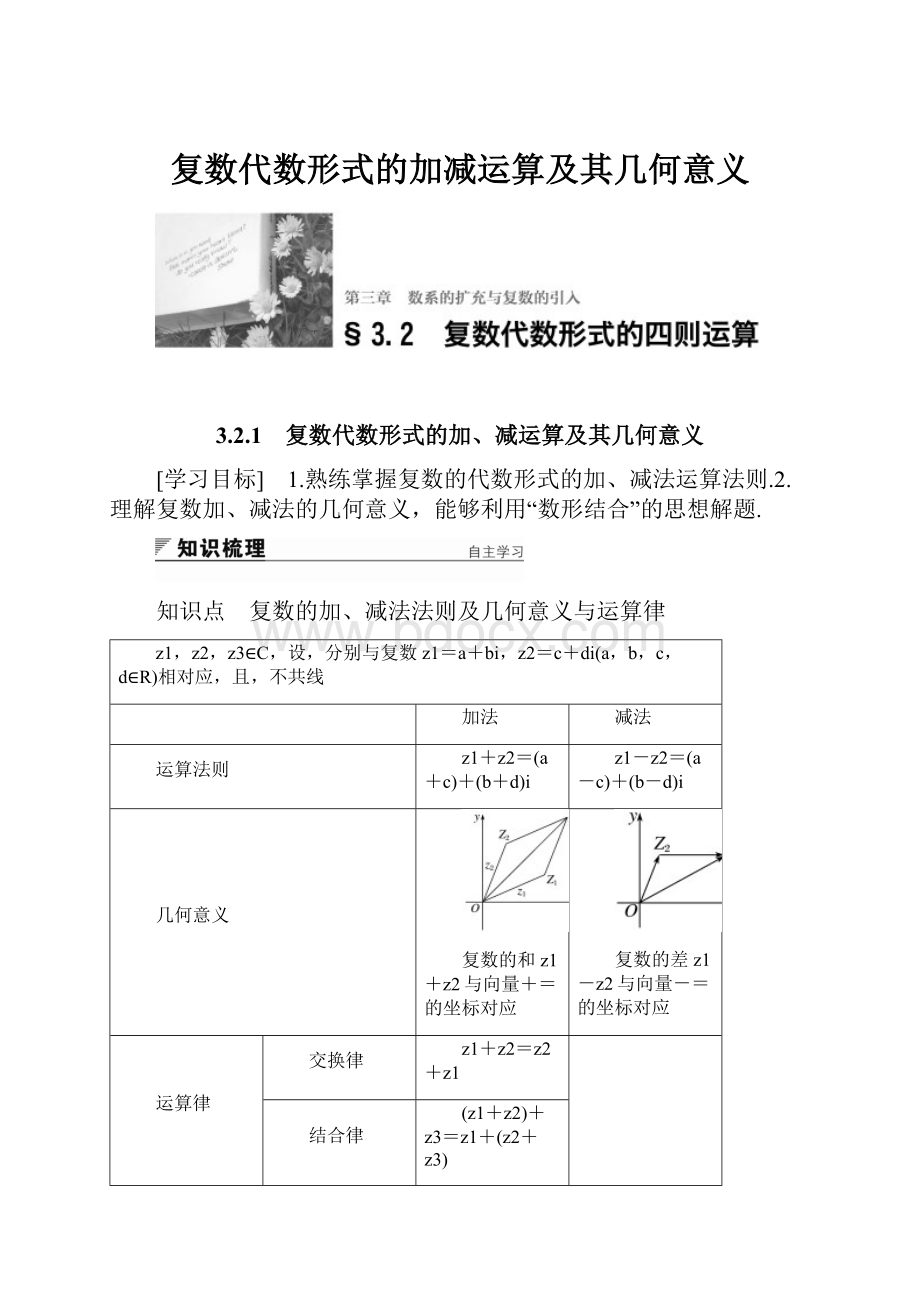 复数代数形式的加减运算及其几何意义.docx_第1页