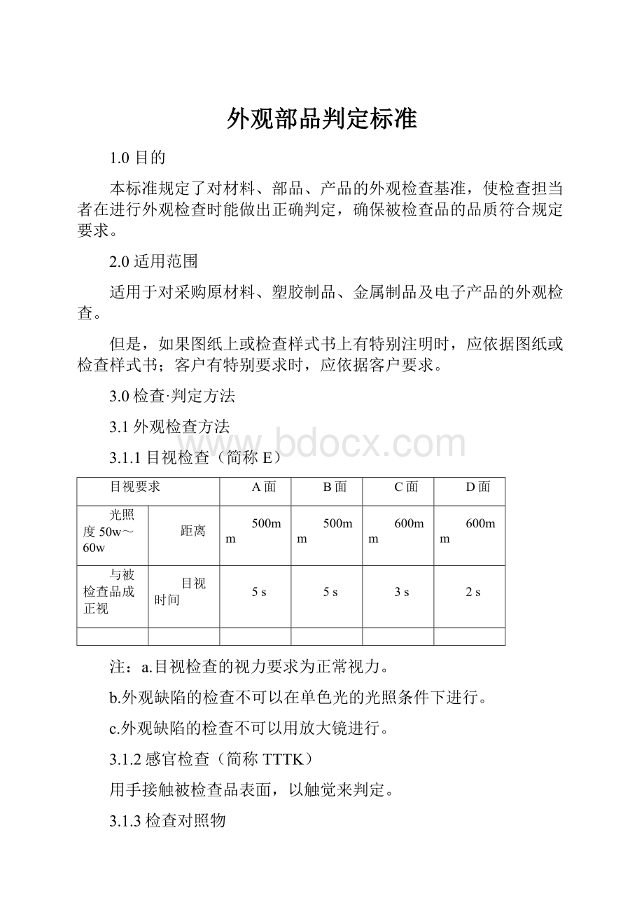 外观部品判定标准.docx