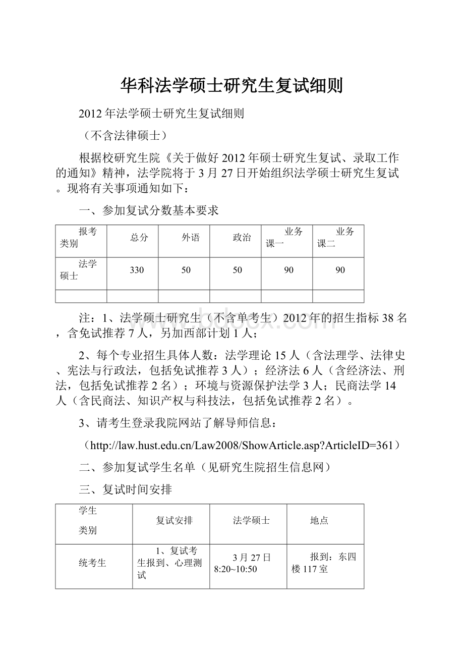 华科法学硕士研究生复试细则.docx_第1页