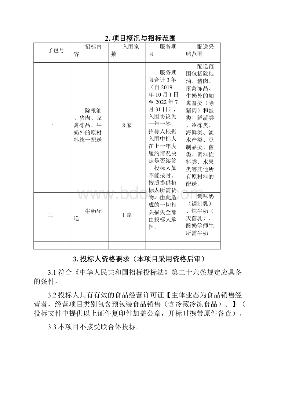 区自主经营学校食堂原材料统一配送项目招标文件模板.docx_第2页