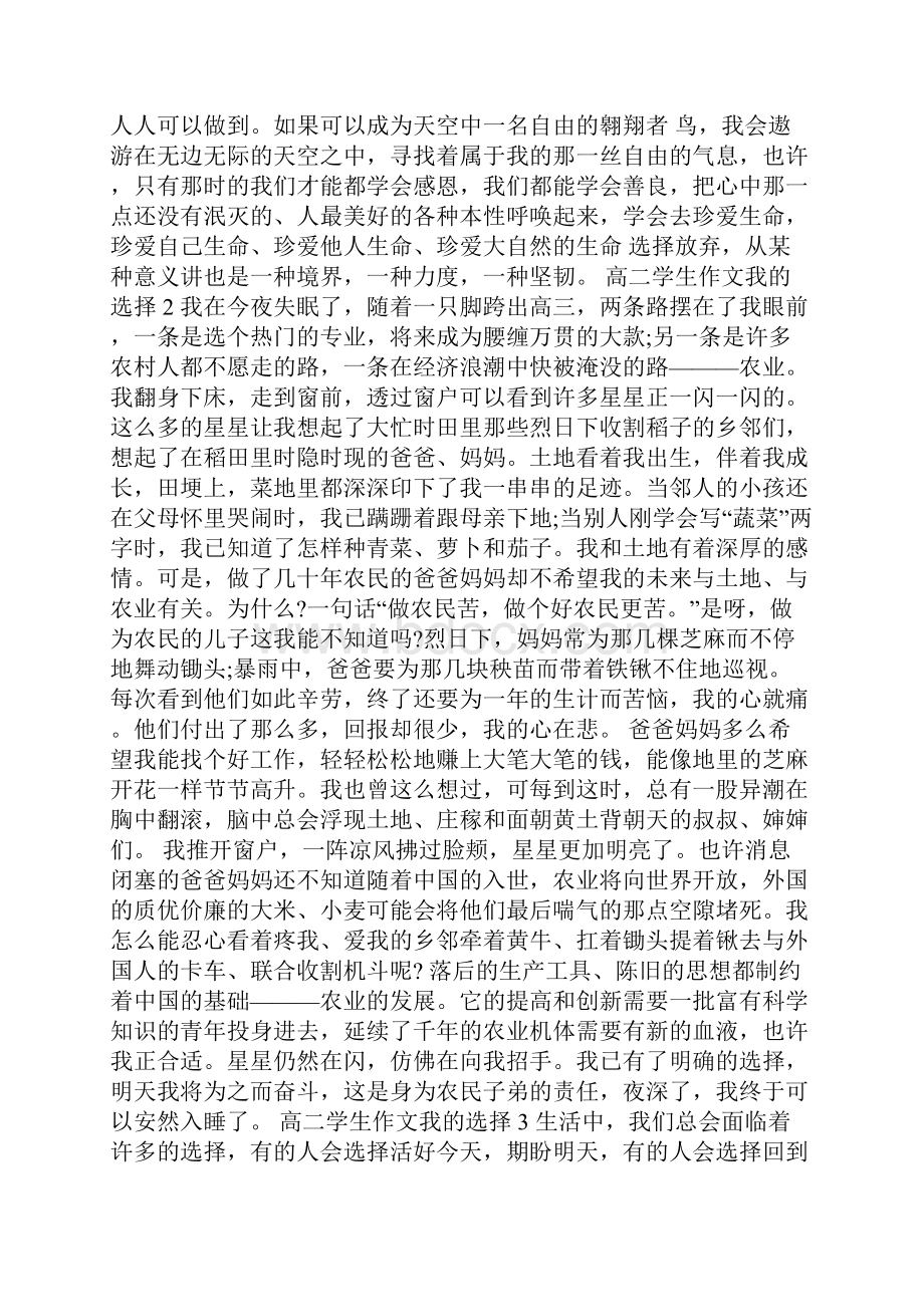 高二学生作文我的选择.docx_第2页