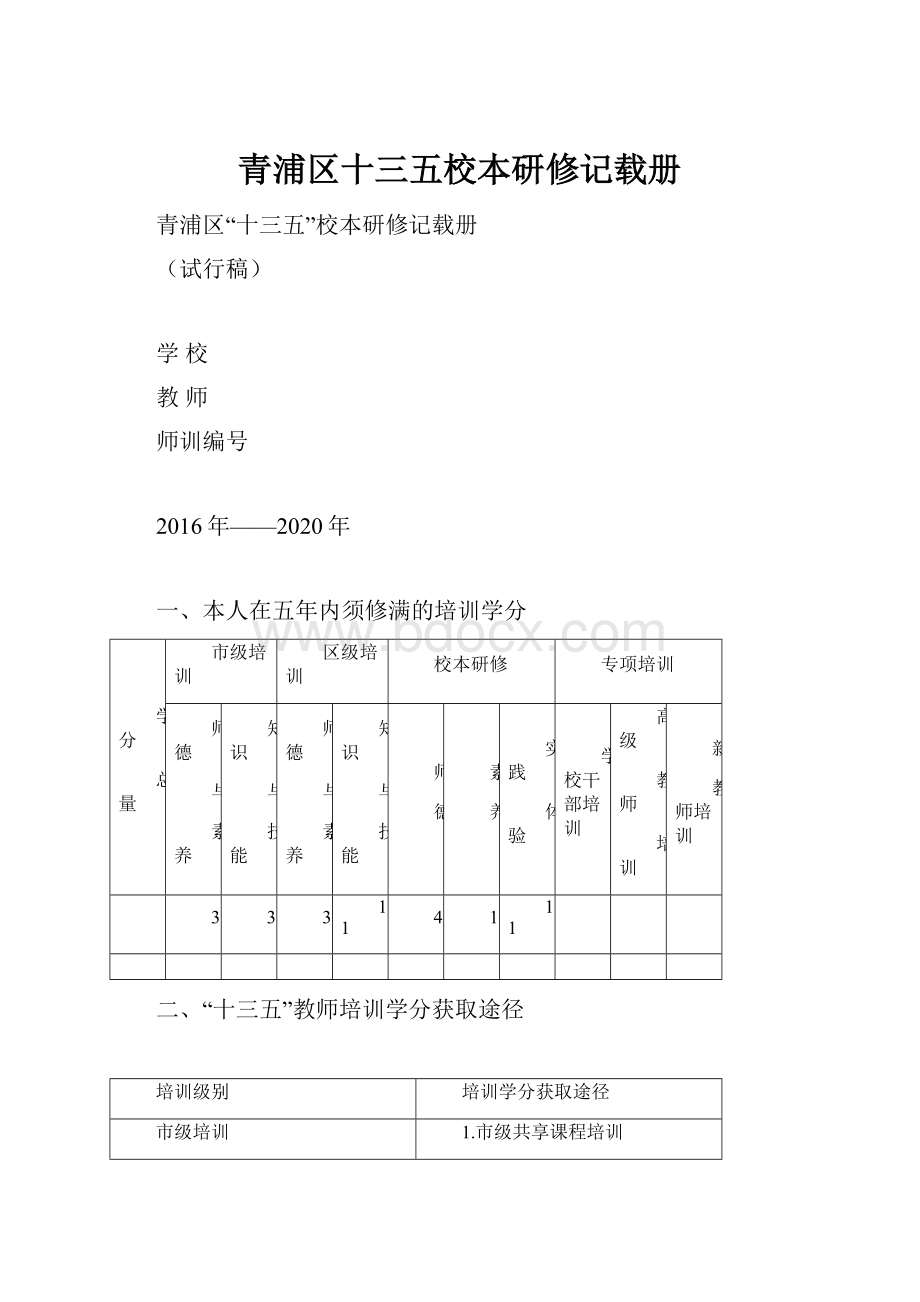 青浦区十三五校本研修记载册.docx