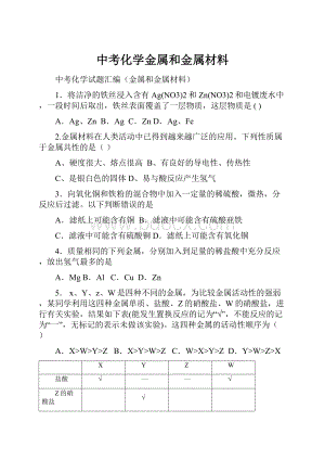 中考化学金属和金属材料.docx