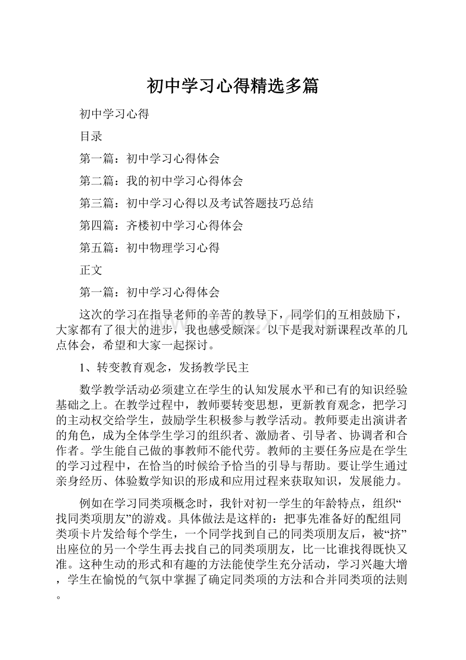 初中学习心得精选多篇.docx