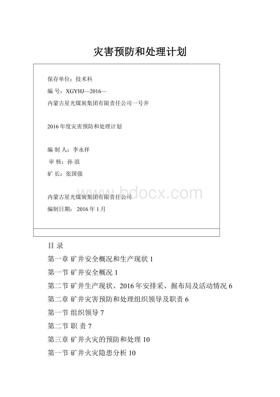 灾害预防和处理计划.docx