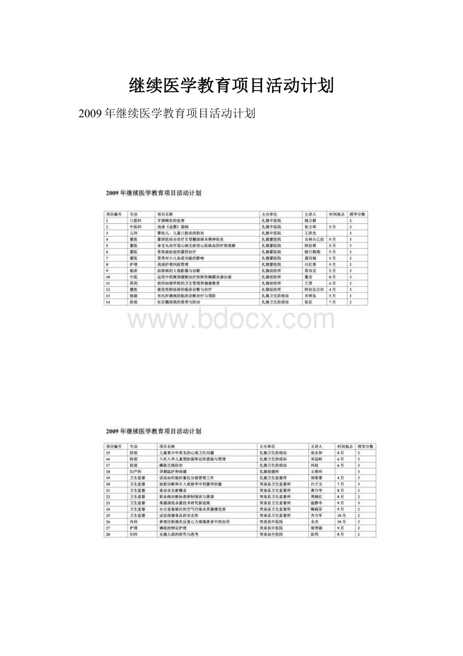 继续医学教育项目活动计划.docx