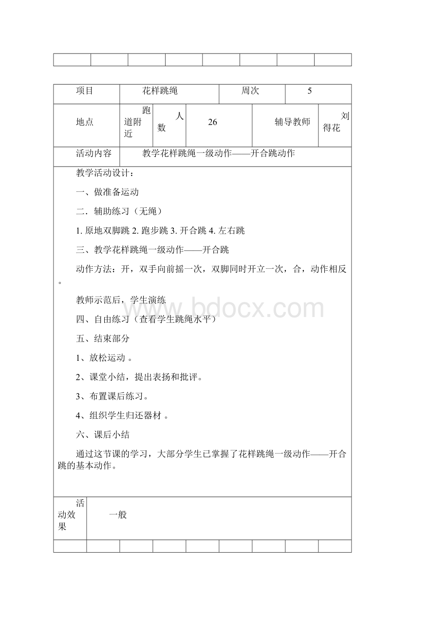 花样跳绳第二课堂备课记录本表.docx_第2页