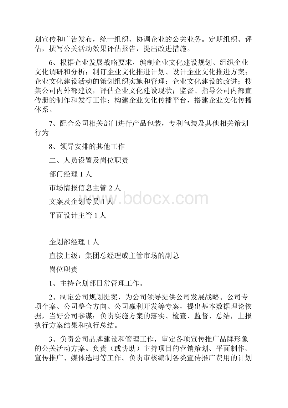 企划部部门职责岗位设置及绩效考核.docx_第2页