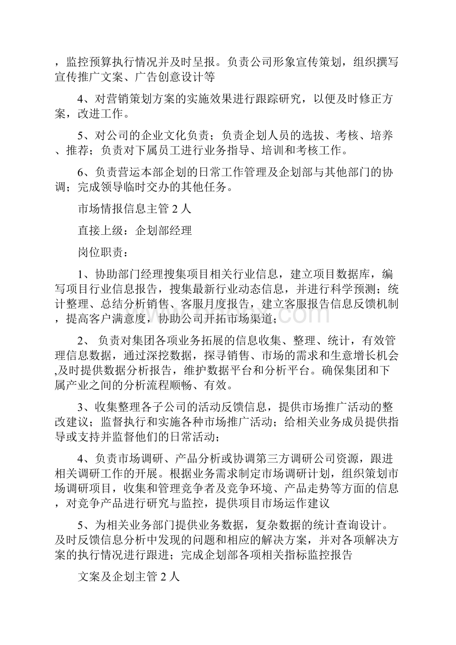 企划部部门职责岗位设置及绩效考核.docx_第3页