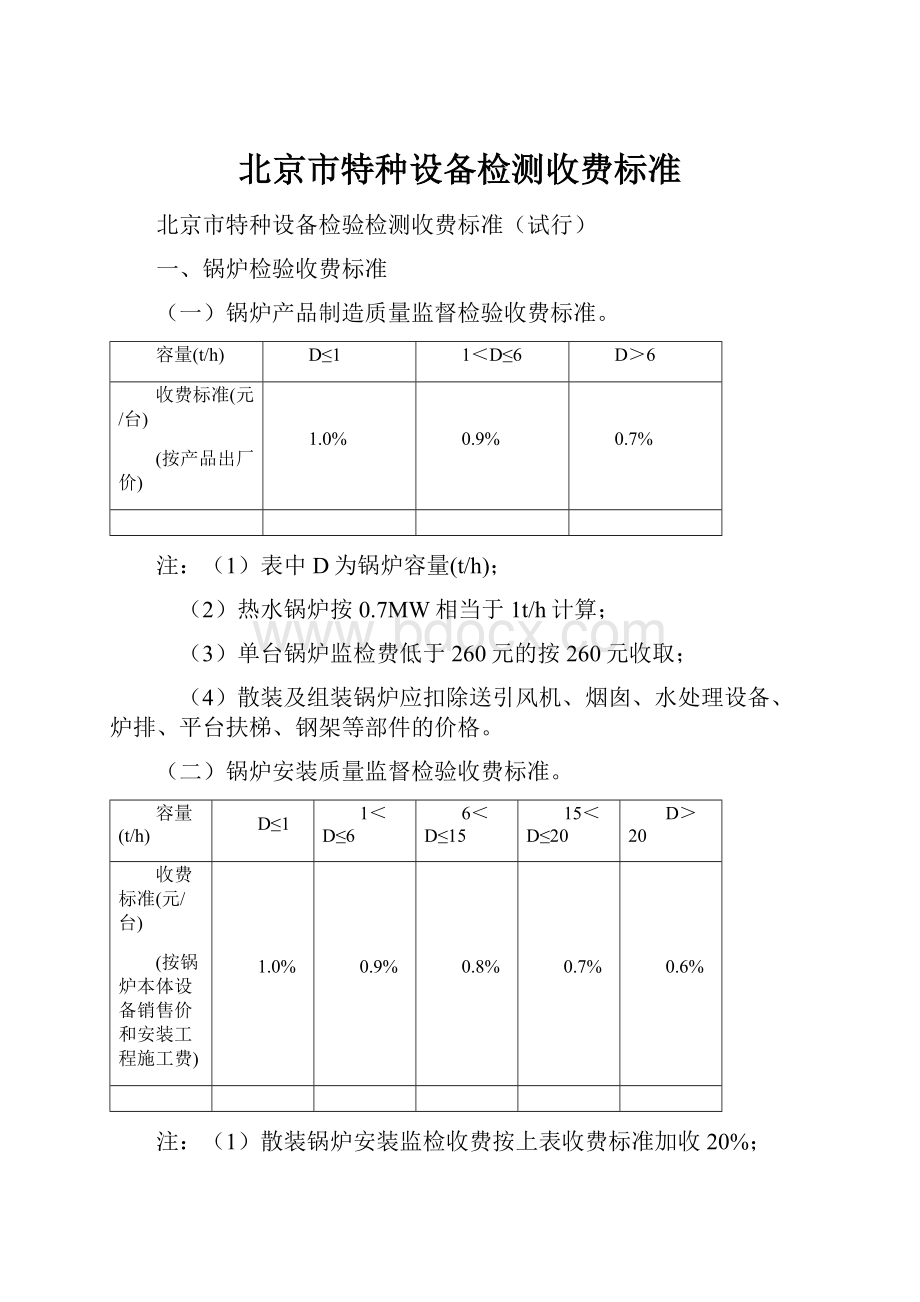 北京市特种设备检测收费标准.docx