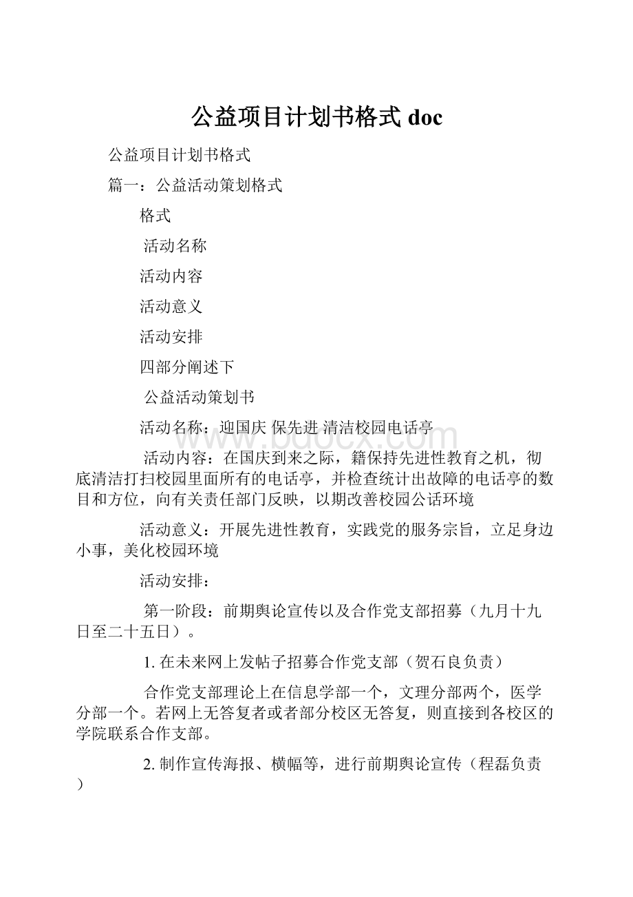 公益项目计划书格式doc.docx