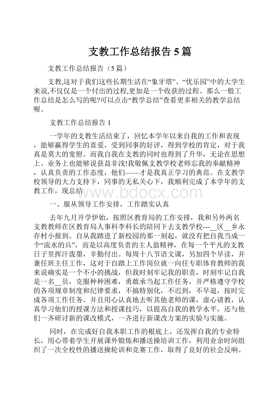 支教工作总结报告5篇.docx