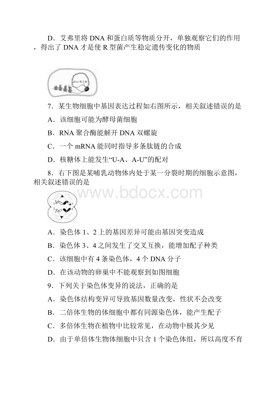 江苏省南通市届高三第三次调研测试生物试题word版含答案.docx_第3页