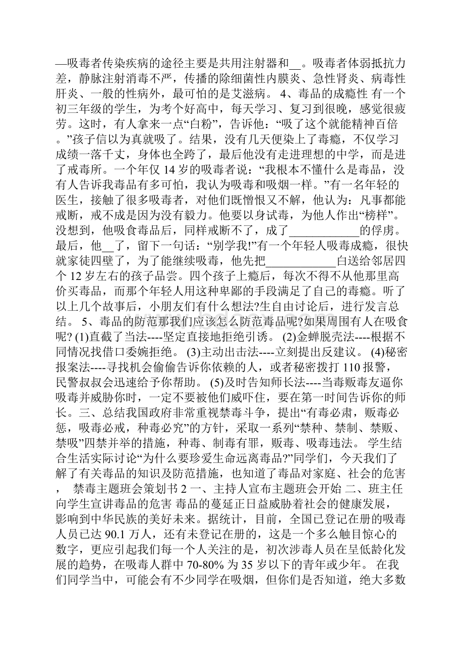 禁毒主题班会策划书范文模板.docx_第2页