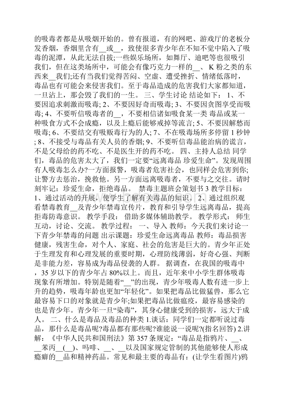 禁毒主题班会策划书范文模板.docx_第3页