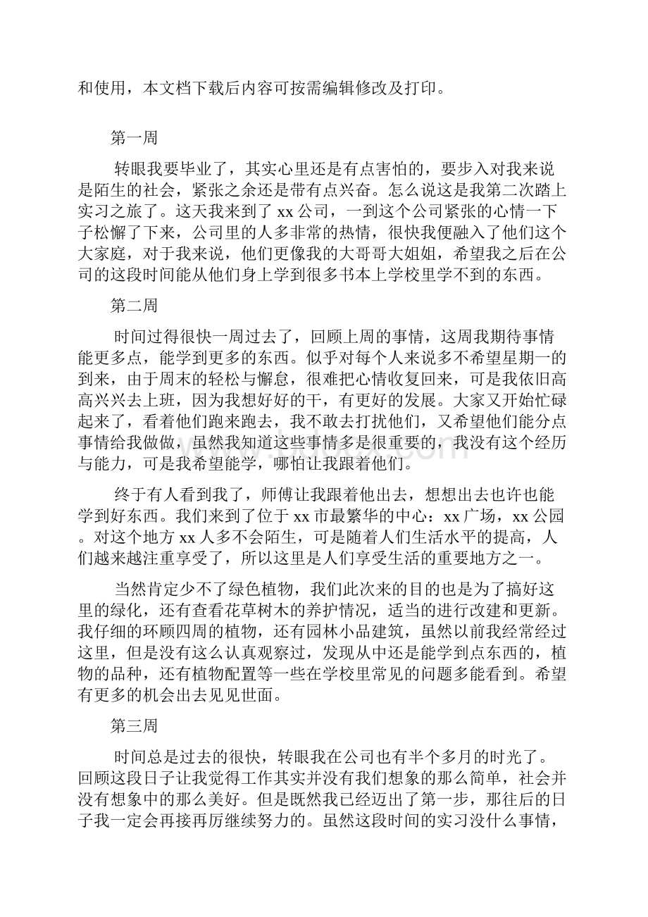 园林专业学生顶岗实习周记15周.docx_第2页