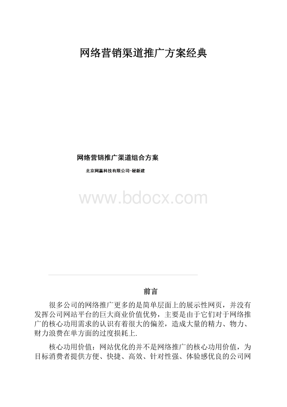 网络营销渠道推广方案经典.docx