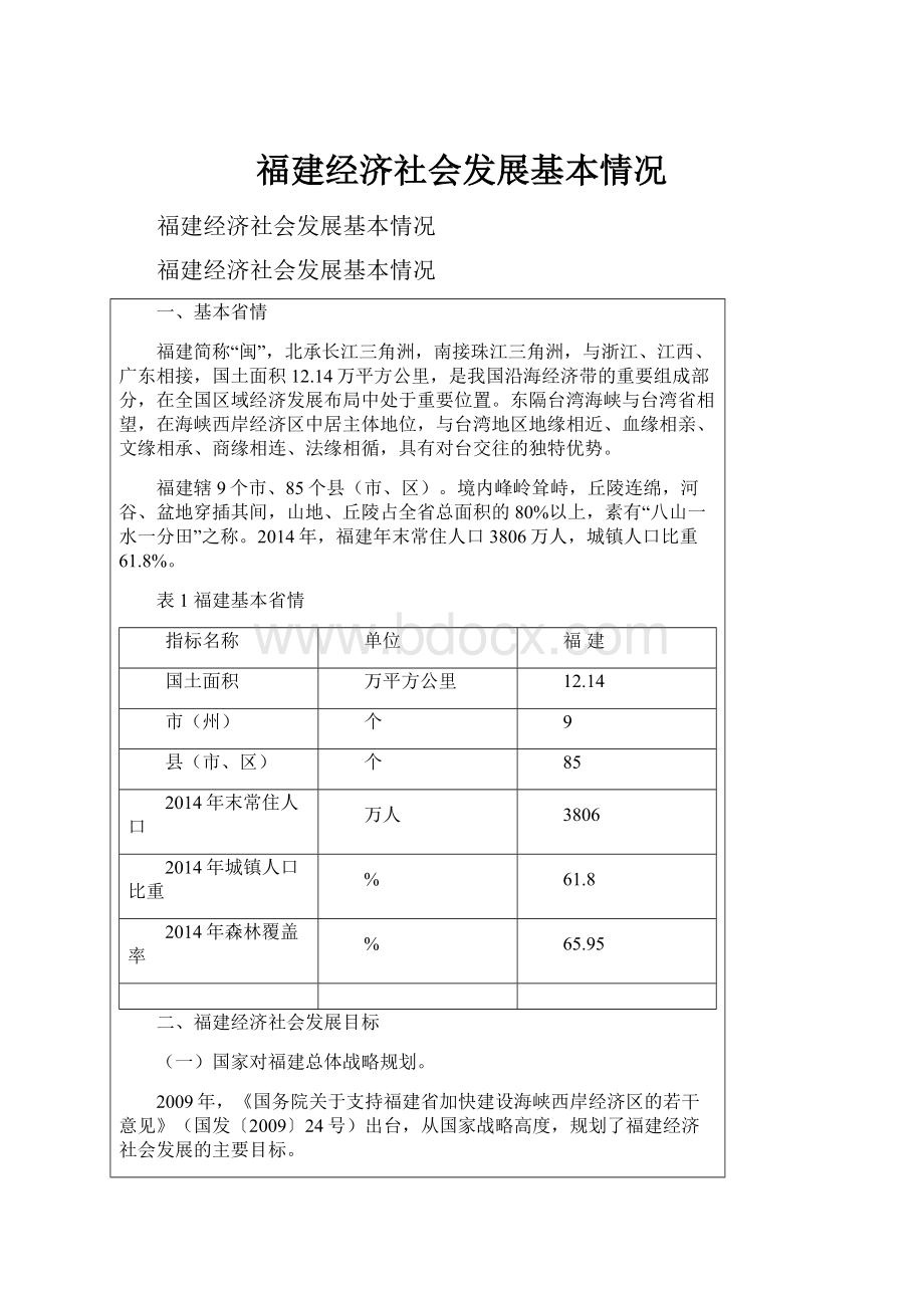 福建经济社会发展基本情况.docx