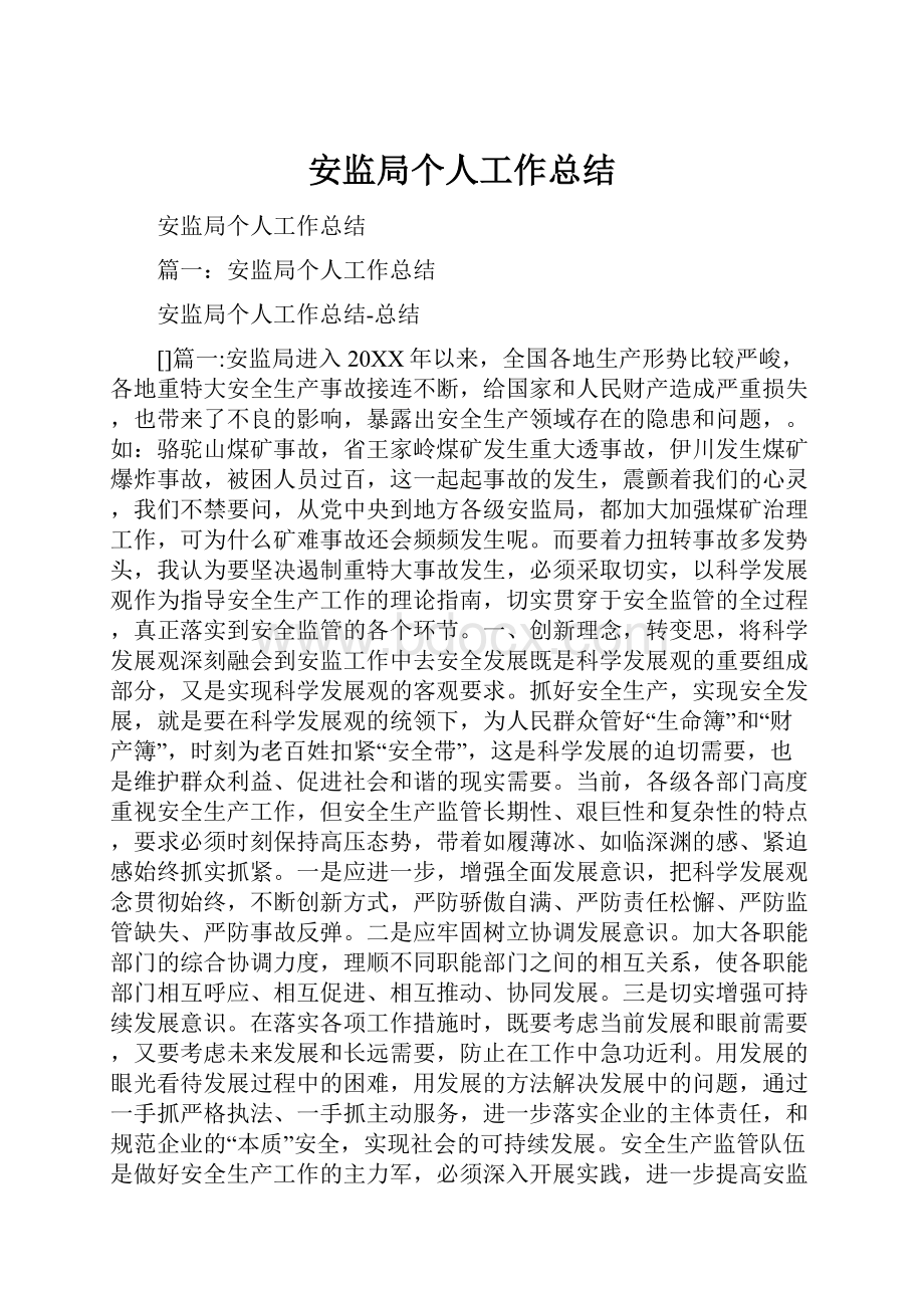 安监局个人工作总结.docx