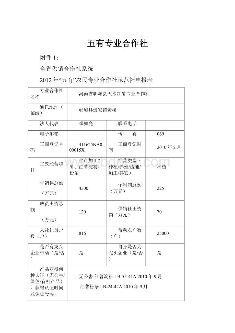 五有专业合作社.docx