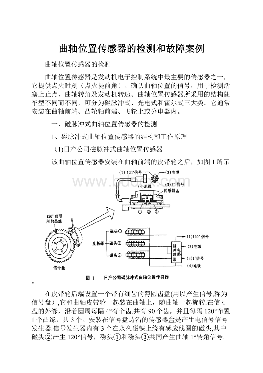 曲轴位置传感器的检测和故障案例.docx_第1页