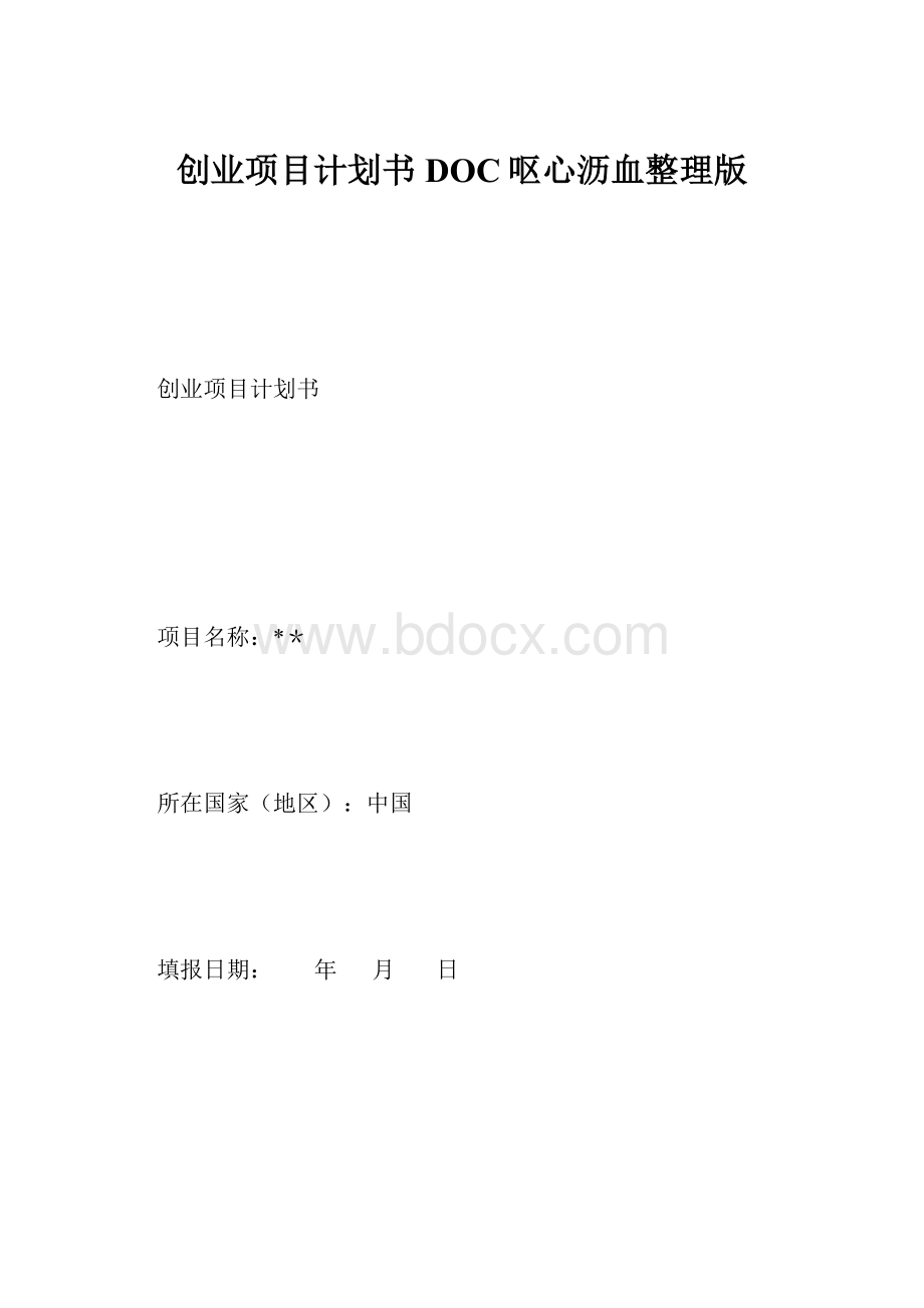 创业项目计划书DOC呕心沥血整理版.docx