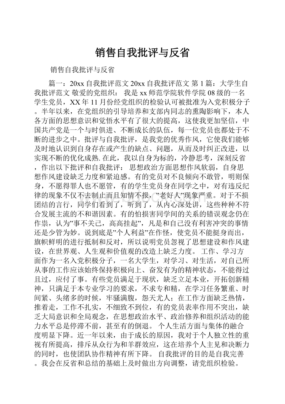 销售自我批评与反省.docx