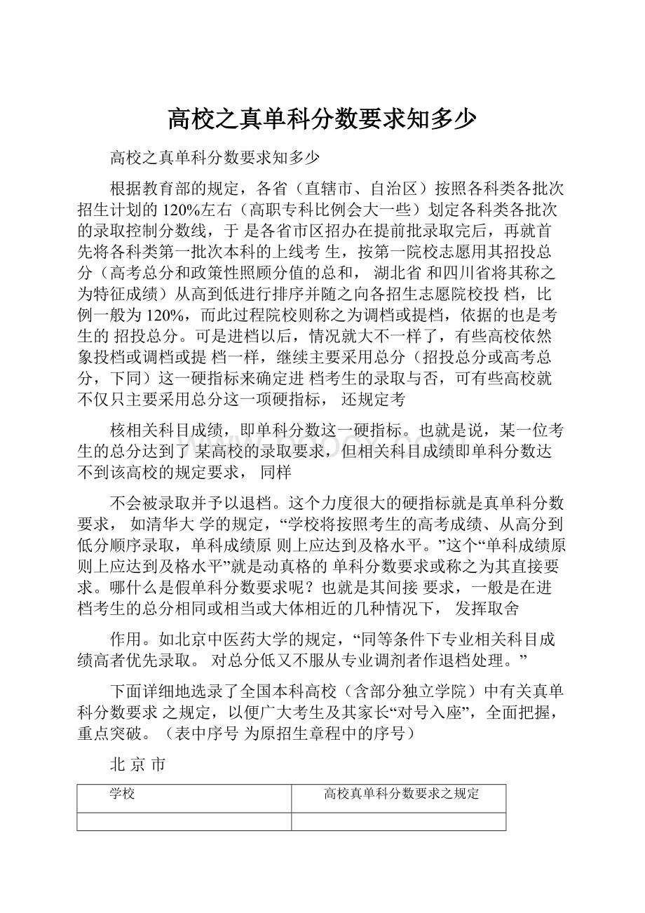 高校之真单科分数要求知多少.docx