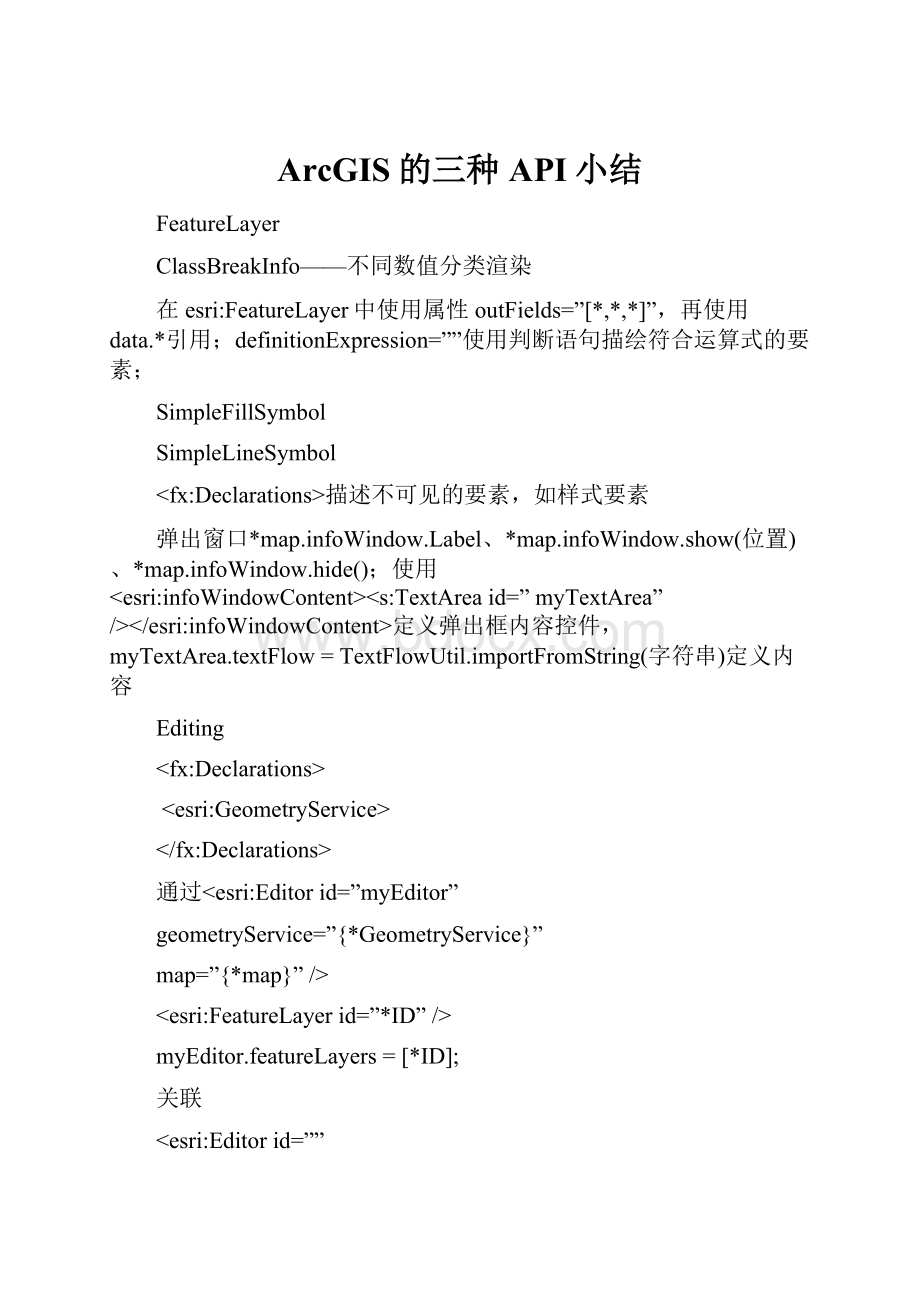 ArcGIS的三种API小结.docx_第1页