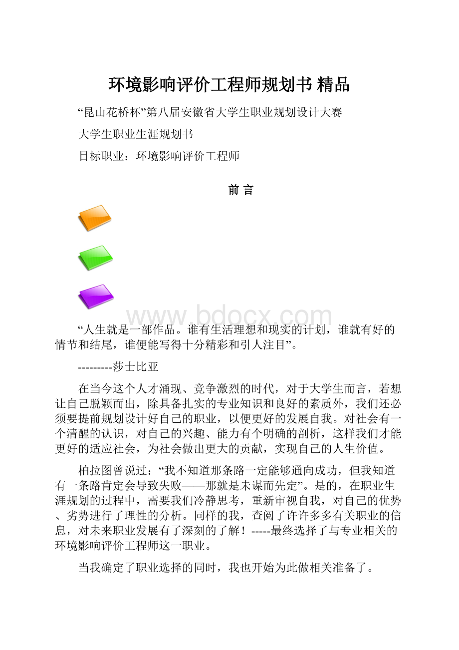 环境影响评价工程师规划书 精品.docx