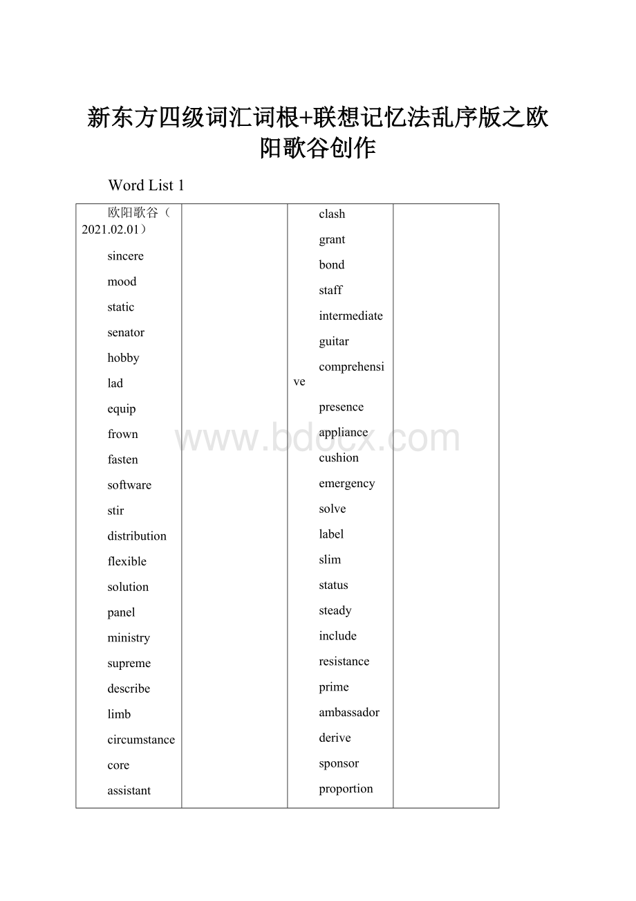 新东方四级词汇词根+联想记忆法乱序版之欧阳歌谷创作.docx