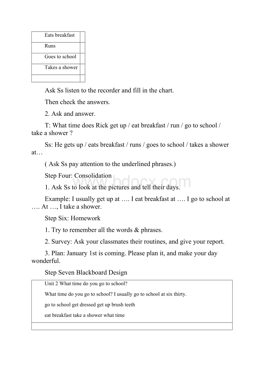 七年级英语下册Unit2Whattimedoyougotoschool教案.docx_第3页