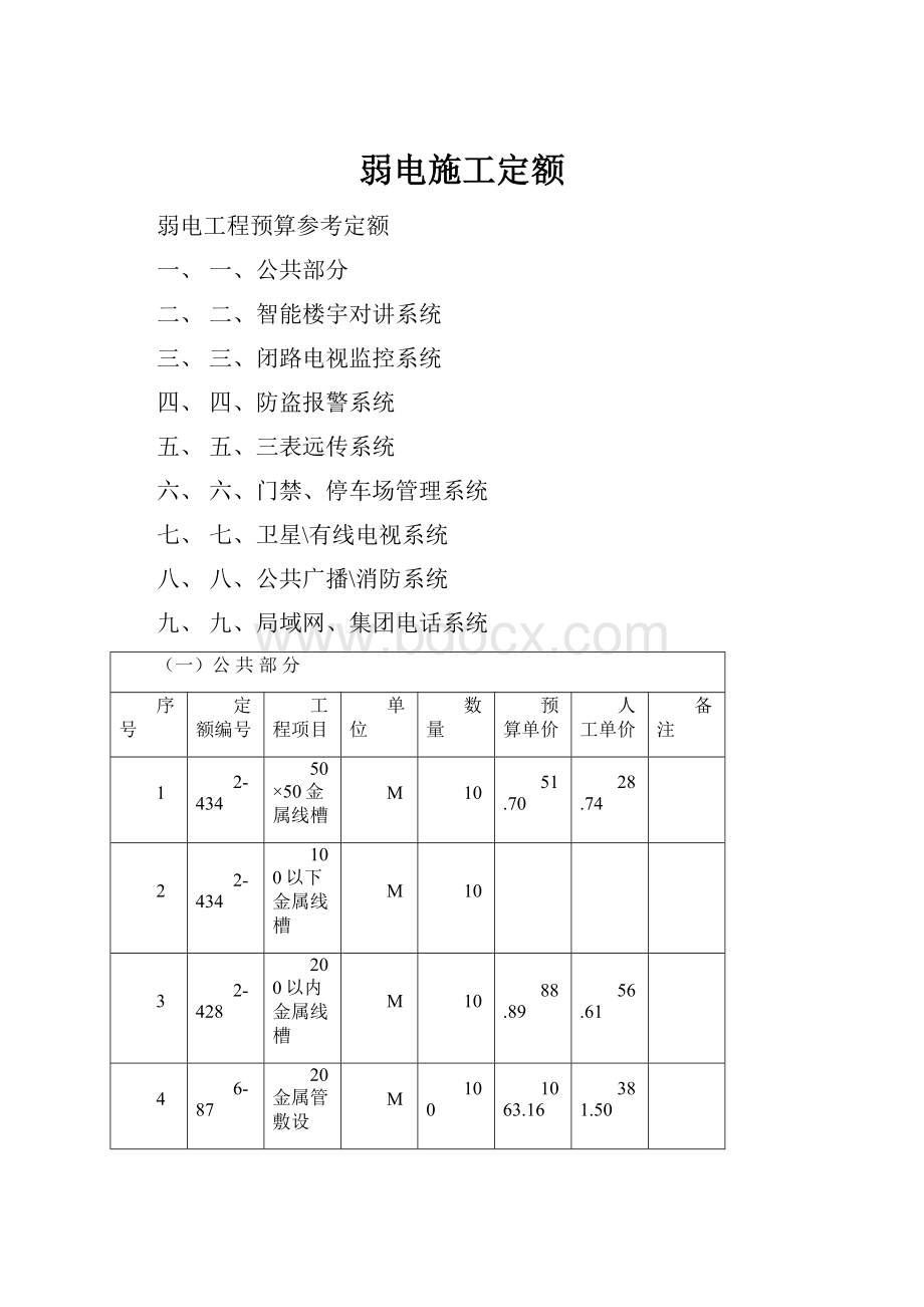 弱电施工定额.docx