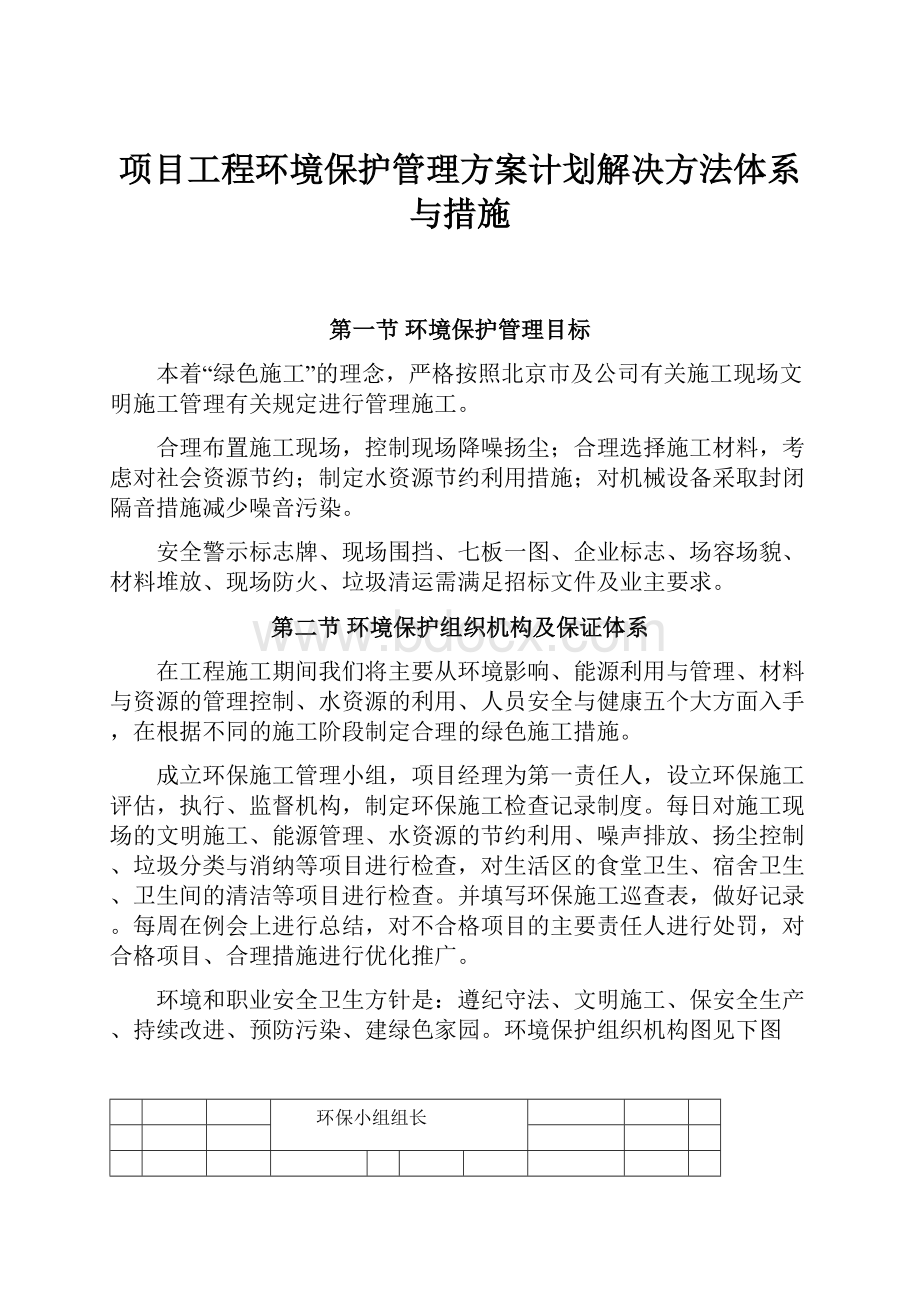 项目工程环境保护管理方案计划解决方法体系与措施.docx_第1页