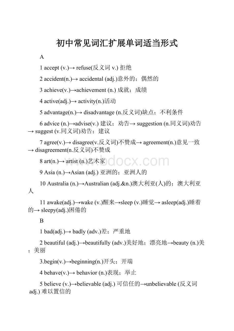 初中常见词汇扩展单词适当形式.docx_第1页