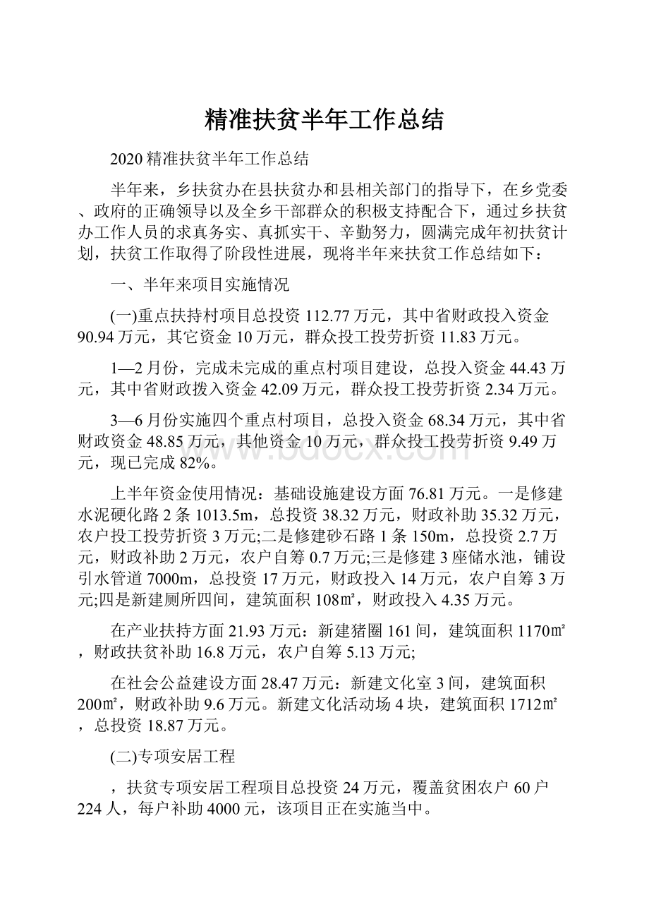 精准扶贫半年工作总结.docx