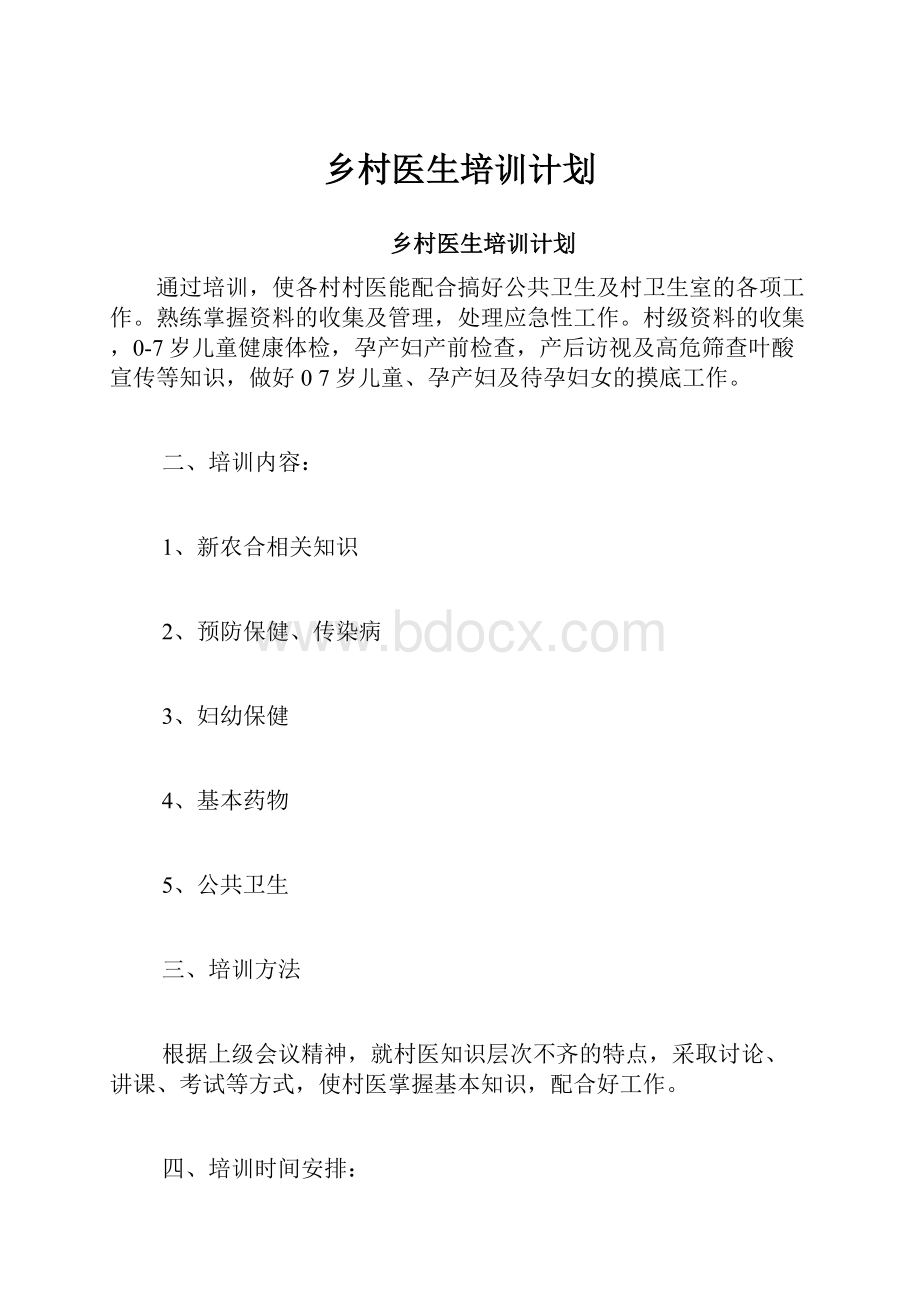 乡村医生培训计划.docx