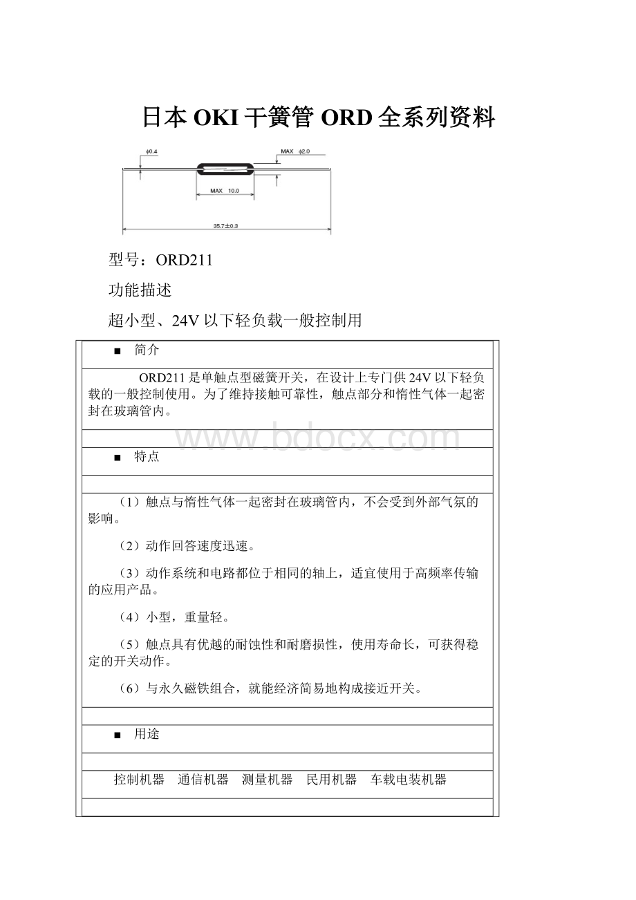 日本OKI干簧管ORD全系列资料.docx_第1页