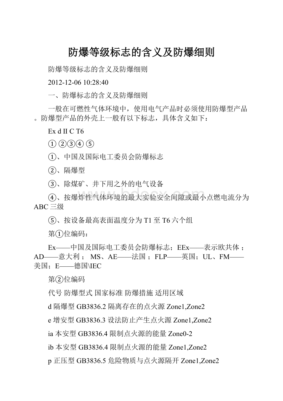 防爆等级标志的含义及防爆细则.docx_第1页