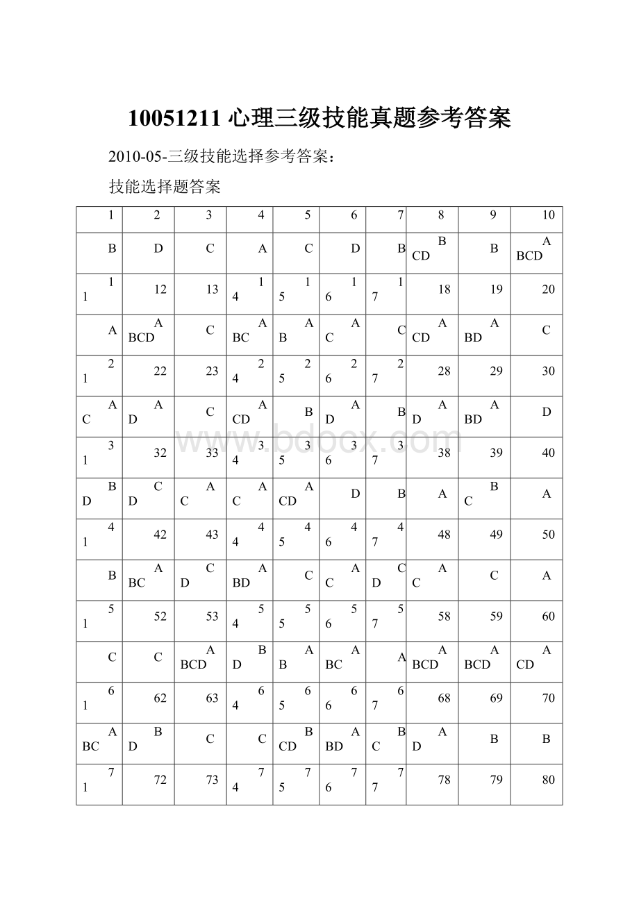 10051211心理三级技能真题参考答案.docx