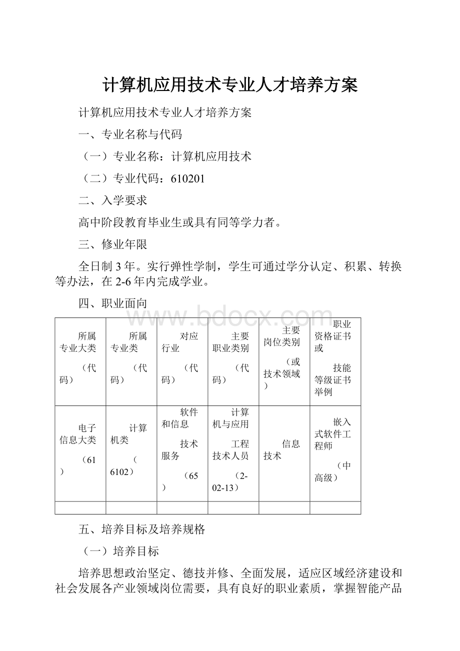 计算机应用技术专业人才培养方案.docx_第1页