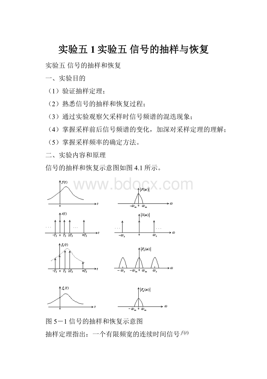 实验五1实验五 信号的抽样与恢复.docx