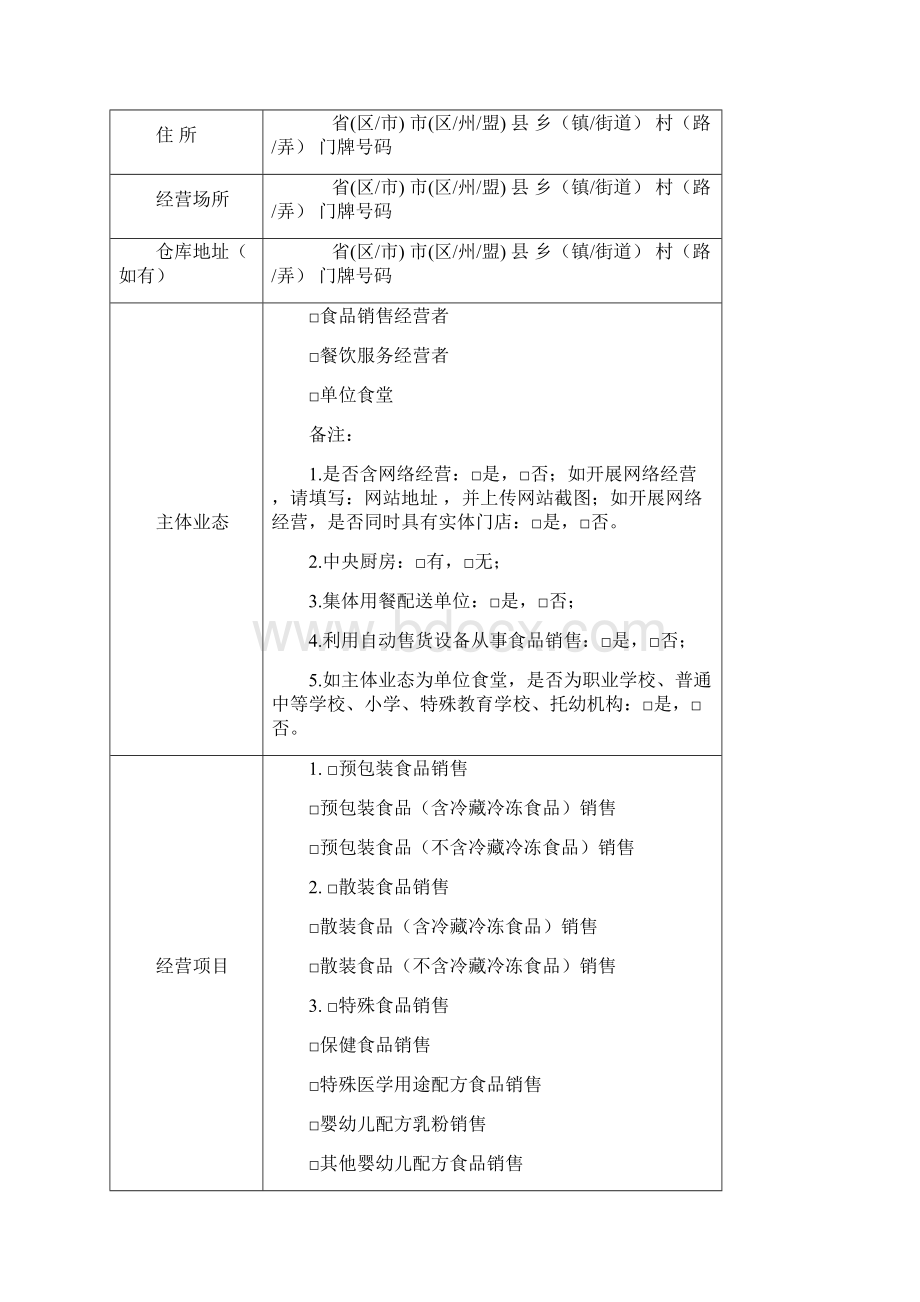 《食品经营许可证》申请表格一套.docx_第2页