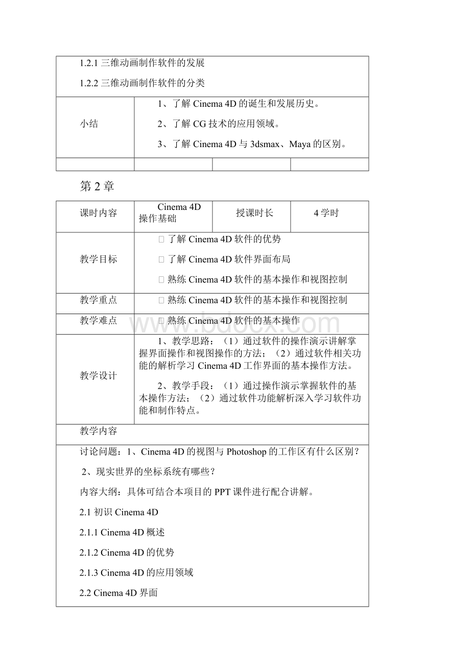 Cinema4D影视三维动画制作教学教案.docx_第2页