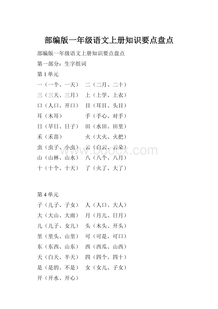 部编版一年级语文上册知识要点盘点.docx_第1页