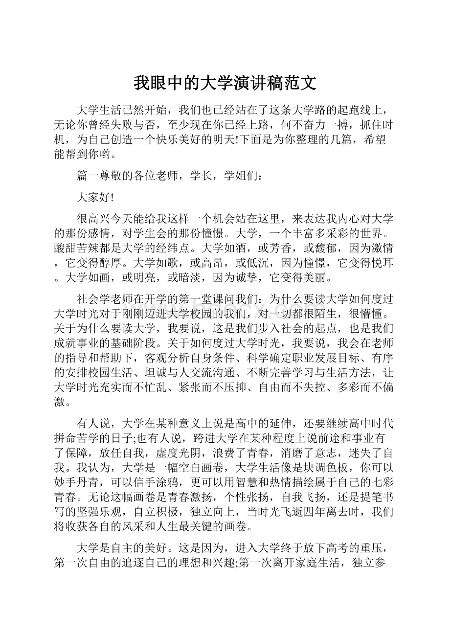 我眼中的大学演讲稿范文.docx