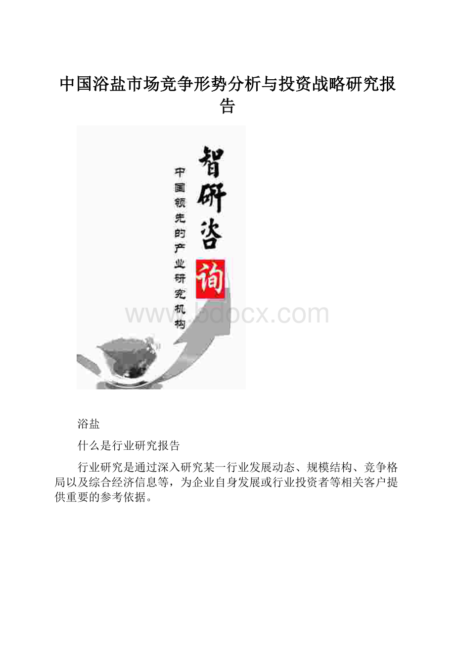 中国浴盐市场竞争形势分析与投资战略研究报告.docx_第1页